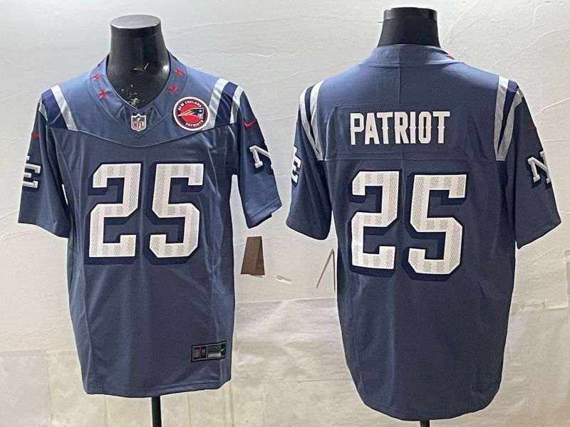 Men 2026 New England Patriots #25 Patriot blue Throwback Limited Nike NFL Jersey style 01